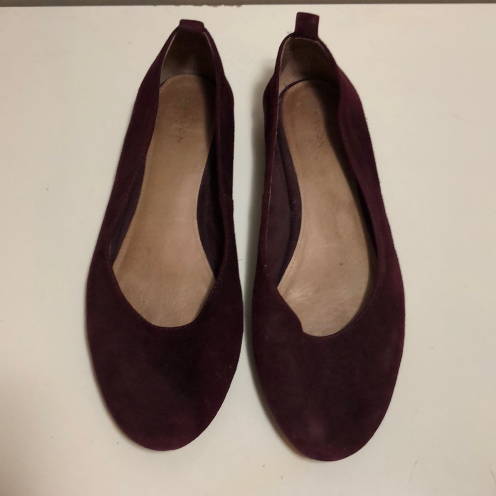 Burgundy velvet flats